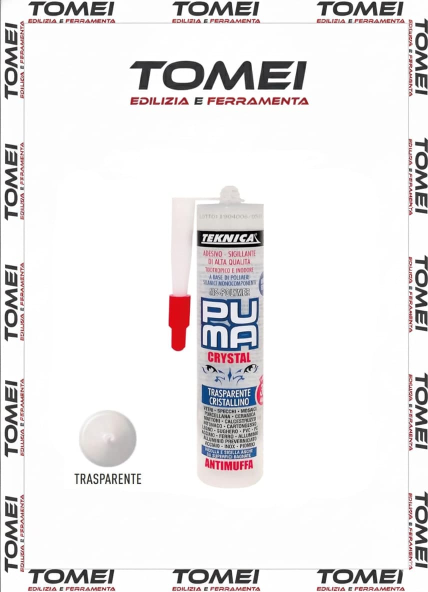 Teknica Adesivo Sigillante Puma Crystal Antimuffa Ottima resistenza 280 ML - 44