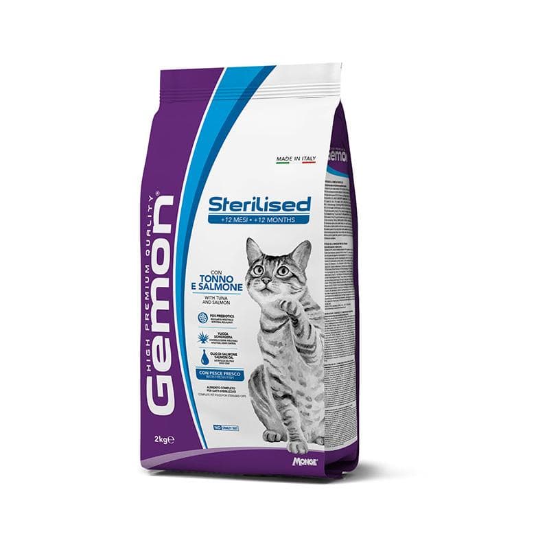 GEMON Sterilised  STERILIZZATI Tonno e Salmone  cibo secco per gatti  2 kg MONGE - 3