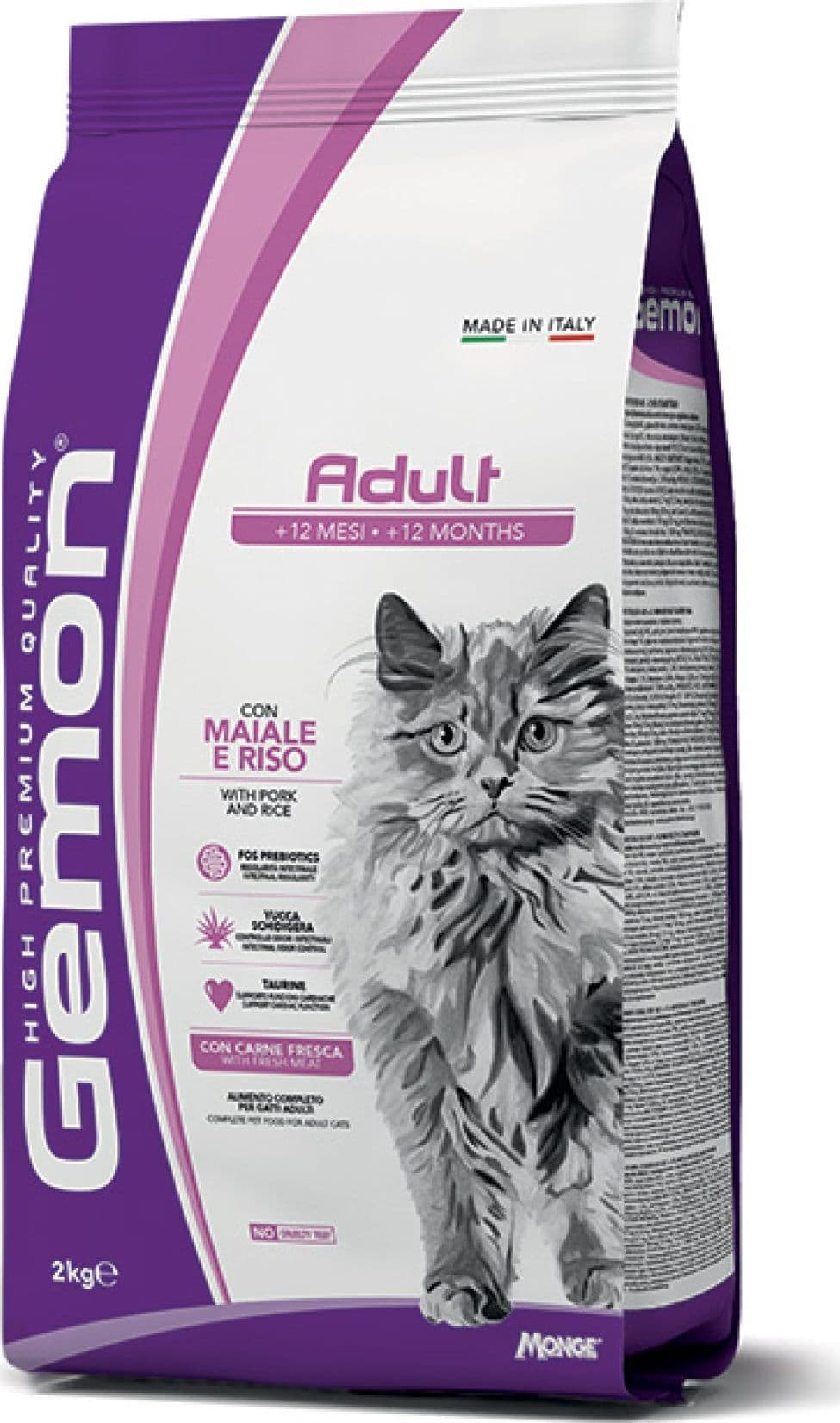 Monge Gemon gatto adult maiale e riso 2 kg crocchette per gatti adulti