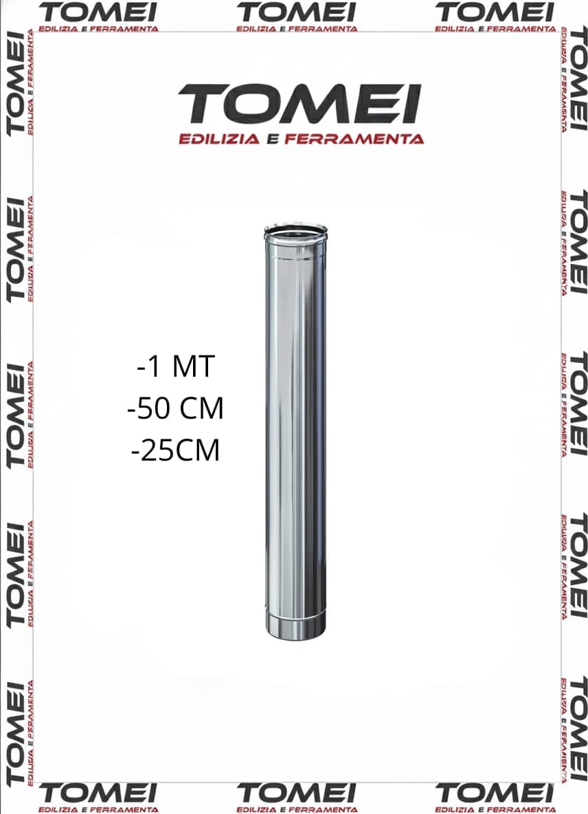 Tubo Canna Fumaria 1mt-50cm-25 cm Diametro 80 mm Acciaio Inox 316 Monoparete - 31