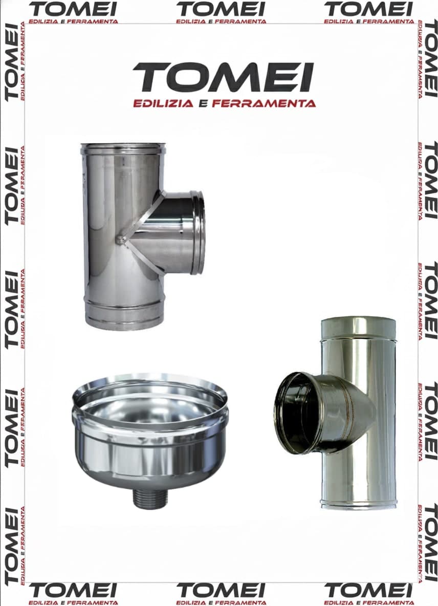 Raccordo a T 90° monoparete tubo in acciaio inox per canna fumaria pellet stufe - 30