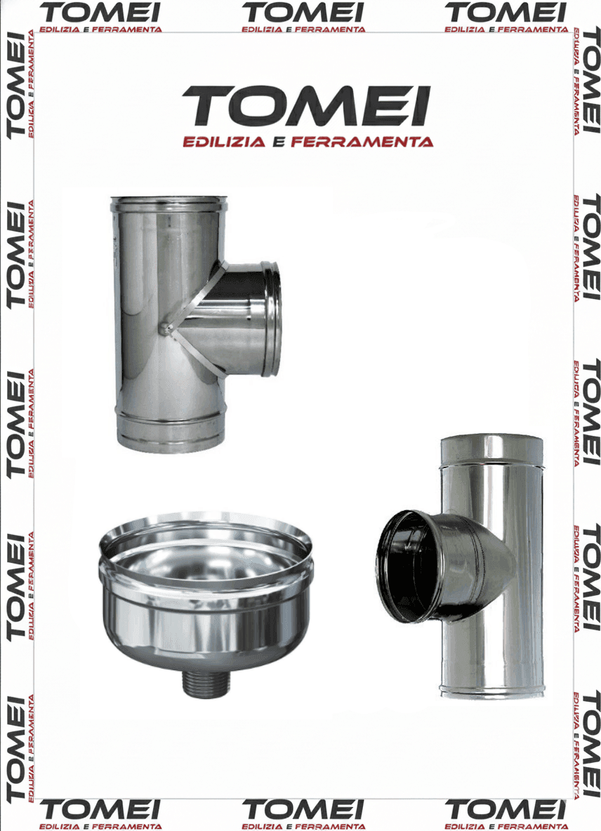 Raccordo a T 90° monoparete tubo in acciaio inox per canna fumaria pellet stufe - 10