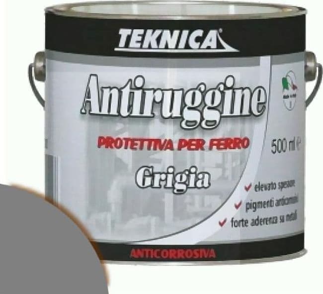 Smalto antiruggine GRIGIO Primer Fondo per ferro alta copertura 2,5 LT TEKNICA - 2