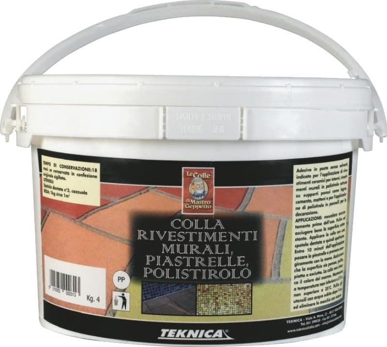 Colla adesivo in pasta rivestimenti murali-piastrelle-polistirolo 4kg TEKNICA