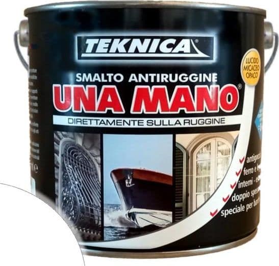 Smalto antiruggine UNAMANO 2,5LT TEKNICA Diretto sulla ruggine Bianco Lucido