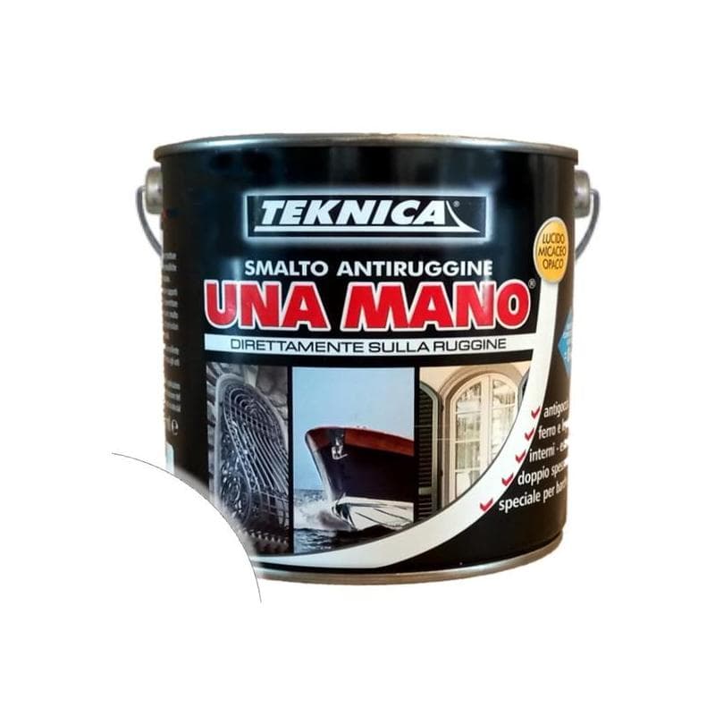 Smalto antiruggine UNAMANO 2,5LT TEKNICA Diretto sulla ruggine Bianco Lucido - 2