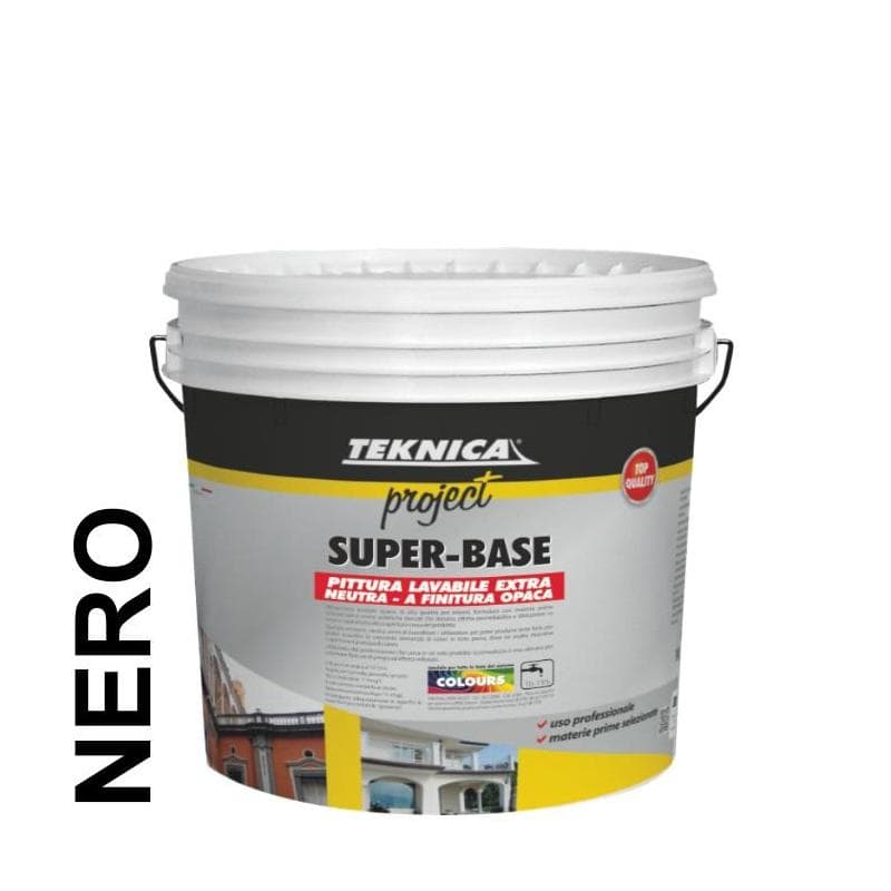 Vernice pittura traspirante lavabile TEKNICA super base colore nero da 4 lt - 2
