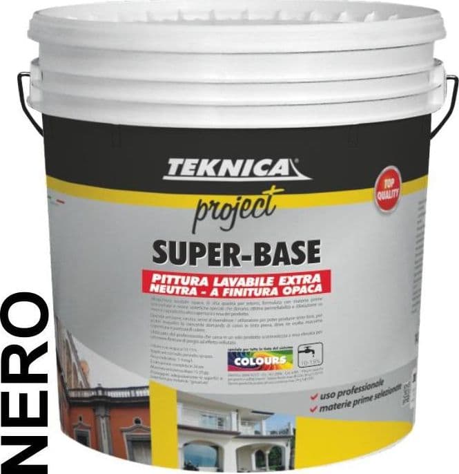 Vernice pittura traspirante lavabile TEKNICA super base colore nero da 13 lt - 2