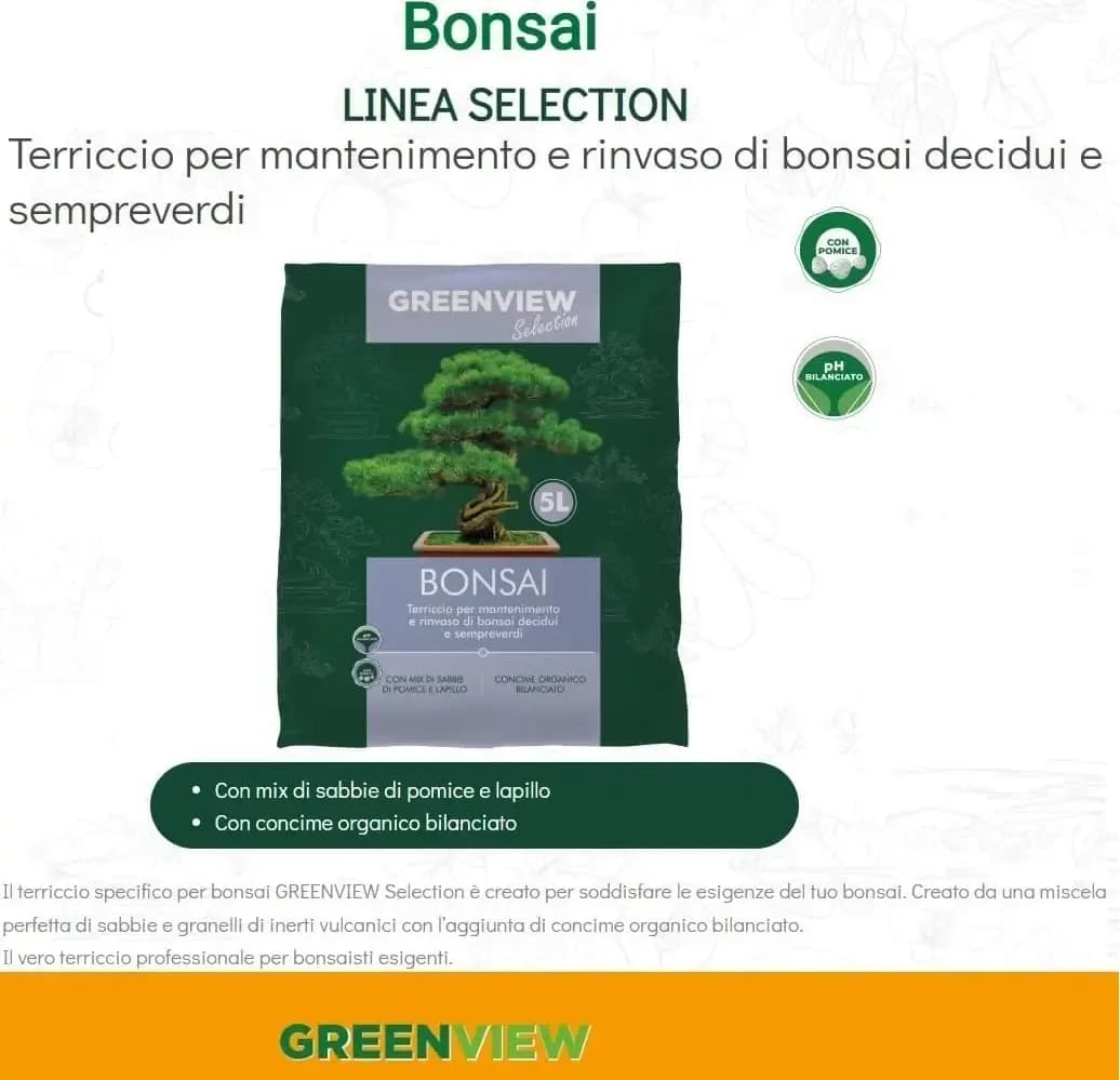 Greenview, Terriccio di alta Qualità, Specifico per le piante per Bonsai, 5LT - 6
