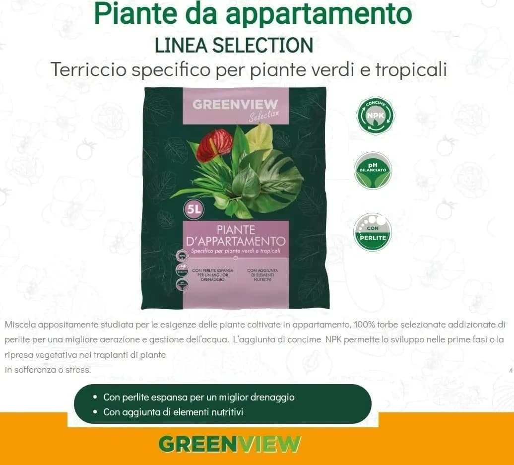Greenview Terriccio di alta Qualità Specifico per le piante d'appartamento-5LT - 2