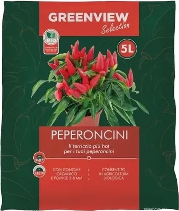 Greenview Terriccio Specifico PEPERONCINI 5 Lt  con concime organico e pomice