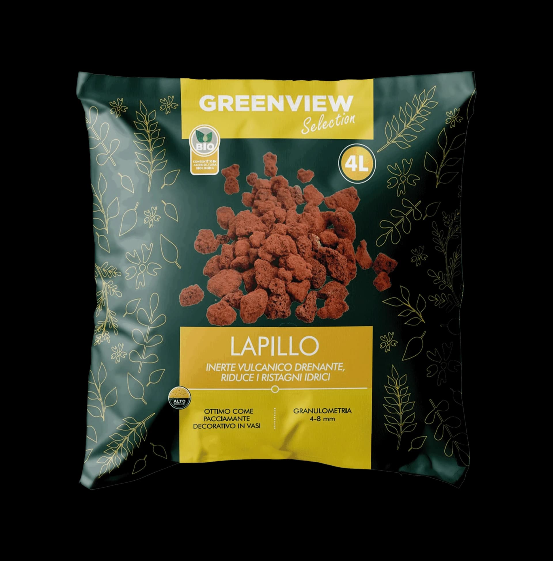 lapillo vulcanico rosso GREENVIEW misura granitella 4/8 mm 4lt