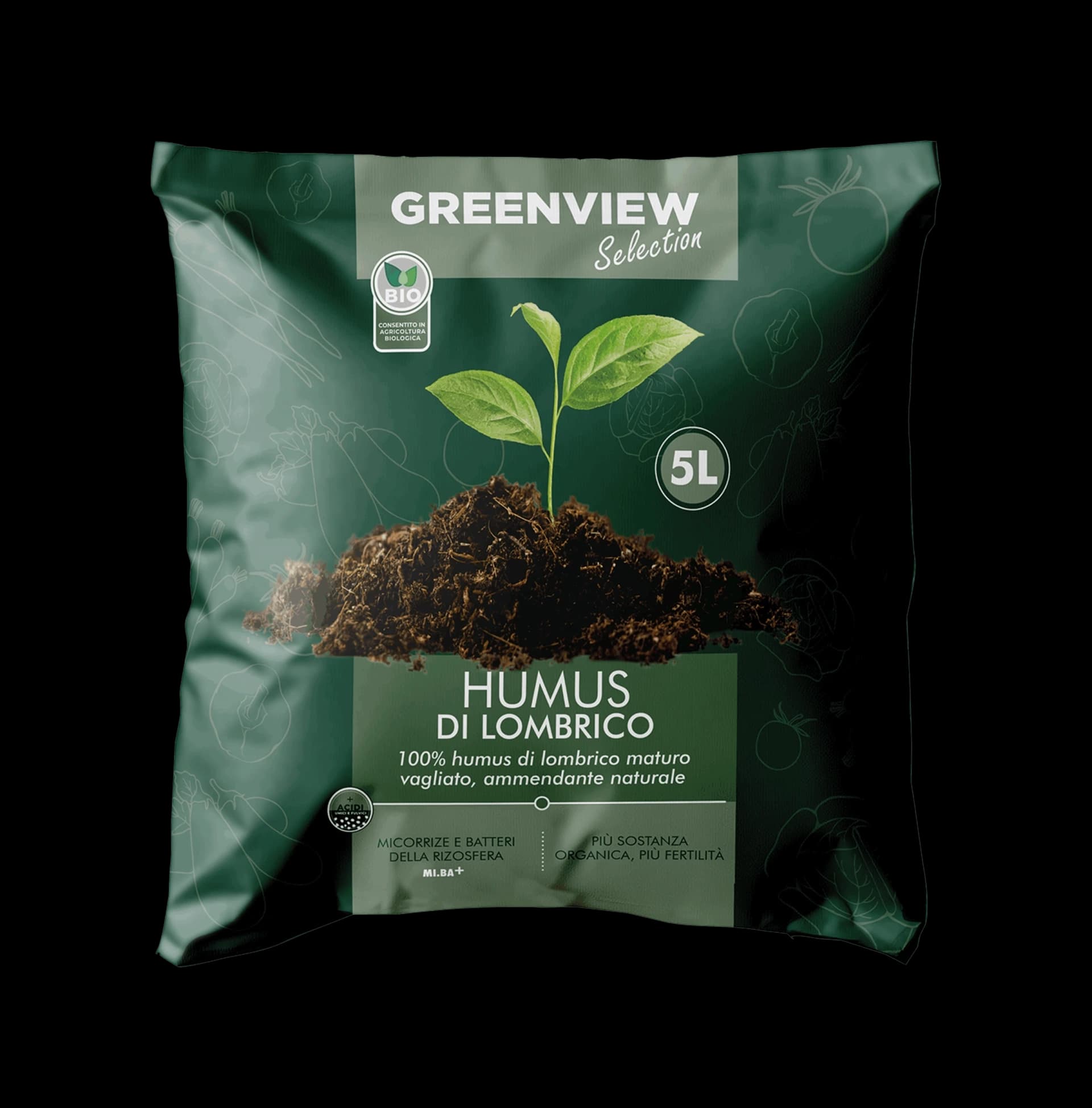 GREENVIEW Humus di Lombrico 100% Concime organico biologico 5 LT inodore