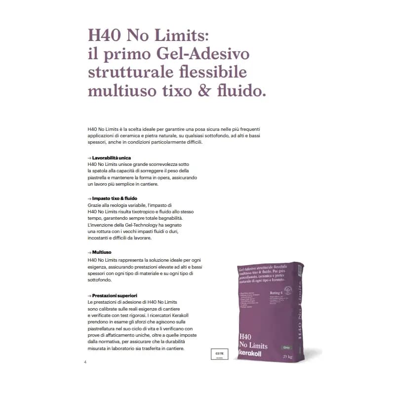 Kerakoll H40 No Limits Colla per Piastrelle Multiuso Gres Pietra Confezione 25kg - 8