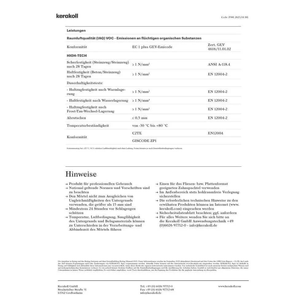 KeraKoll Bioflex malta adesiva colla per piastrelle C2TE grigio 25 kg - 12