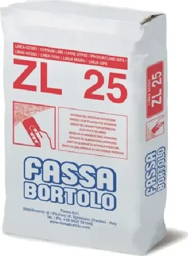 Rasante Bianco ZL 25 Fassa per lisciatura Interna a base di calce cemento 25 Kg - 2