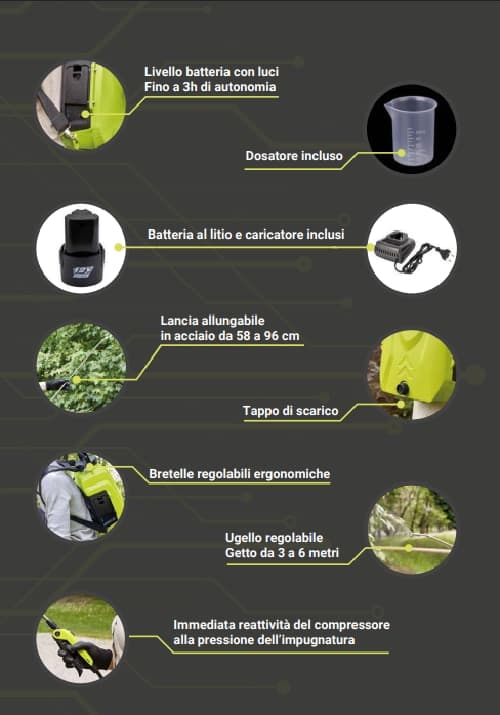 EPOCA Pompa a spalla batteria nebulizzatore 12lt per disinfestazione irrorazione - 6