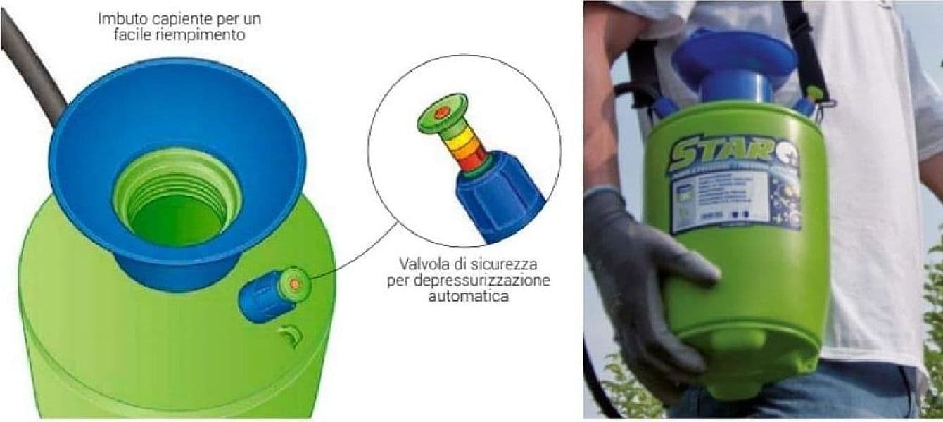 EPOCA Pompa a spalla manuale nebulizzatore 7lt per disinfestazione irrorazione - 6