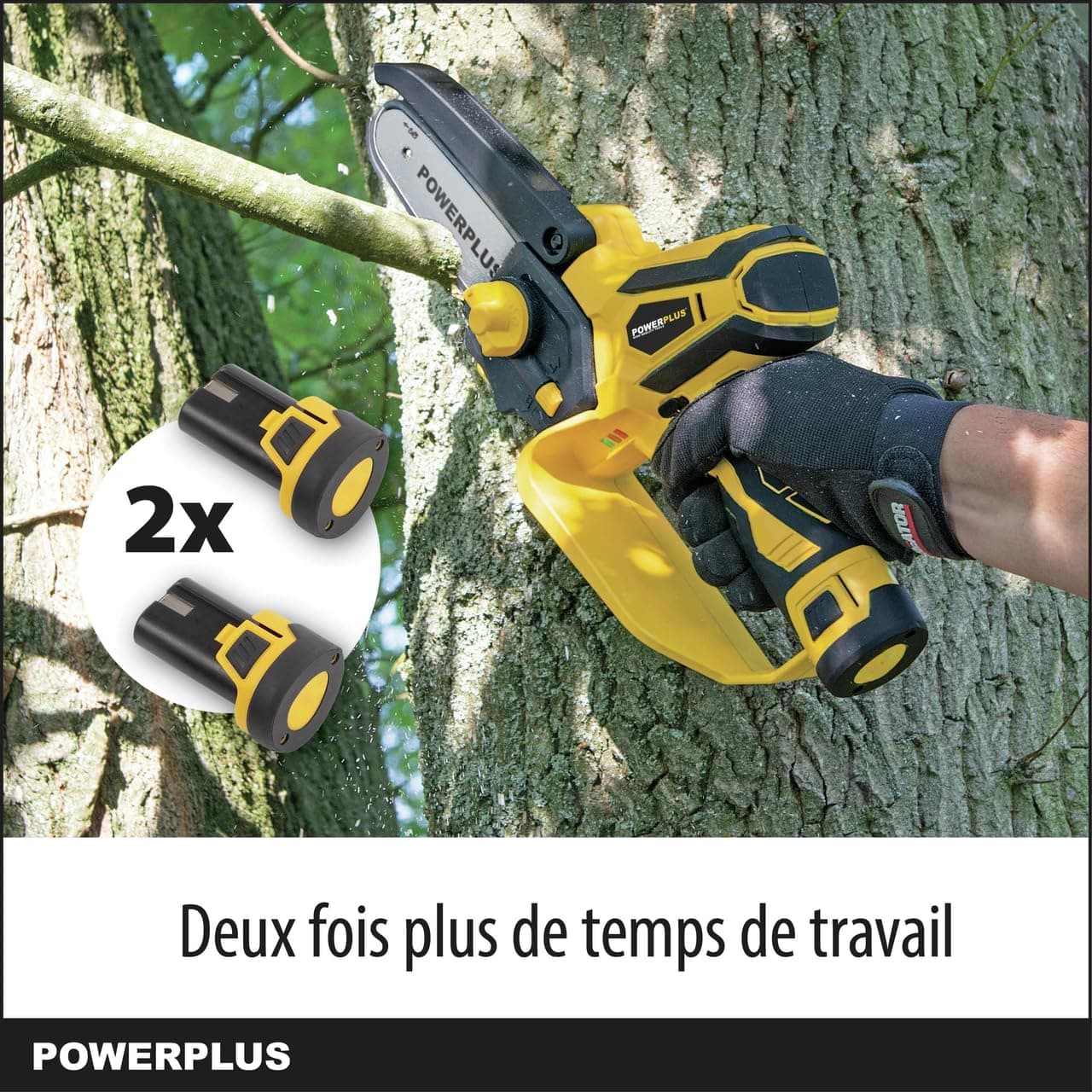 Powerplus POWXG1045-12V mini motosega con 2 batteria e caricabatterie Lama 100mm - 5