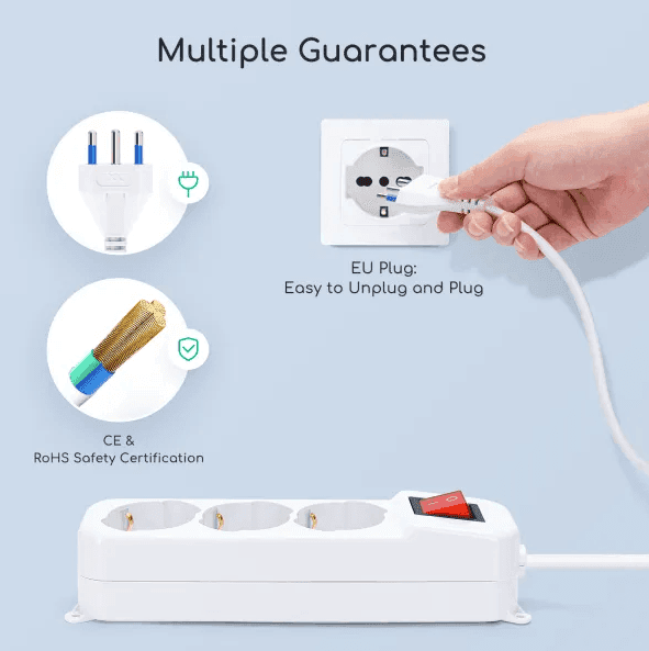 Multipresa Ciabatta Elettrica 3 Prese Universali ITA 10/16A Schuko 1,5 M Aigo - 6