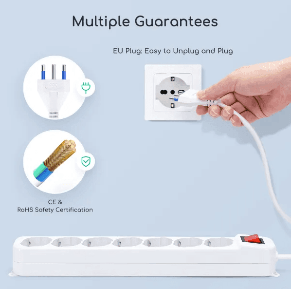 Multipresa Ciabatta Elettrica 7 Prese Universali ITA 10/16A Schuko 1,5 M Aigo - 6