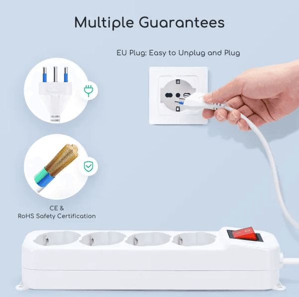 Multipresa Ciabatta Elettrica 4 Prese Universali ITA 10/16A Schuko 1,5 M Aigo - 6