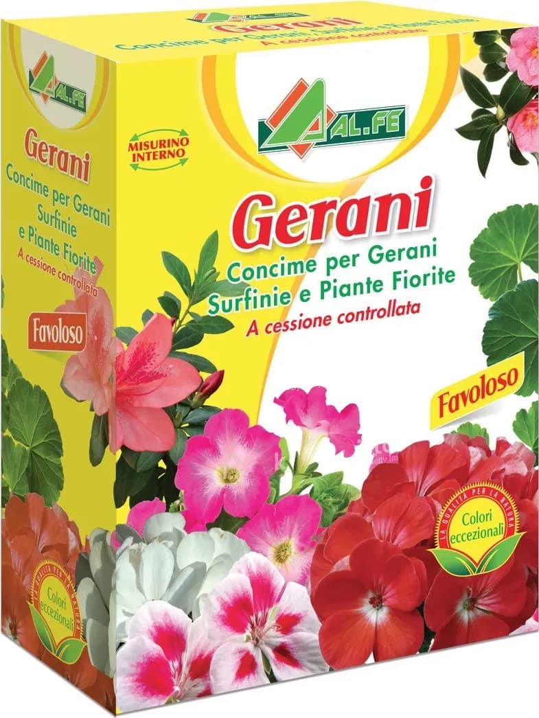 AL.FE Concime per Gerani e Piante fiorite nutre Fino a 4 Mesi 1 kg