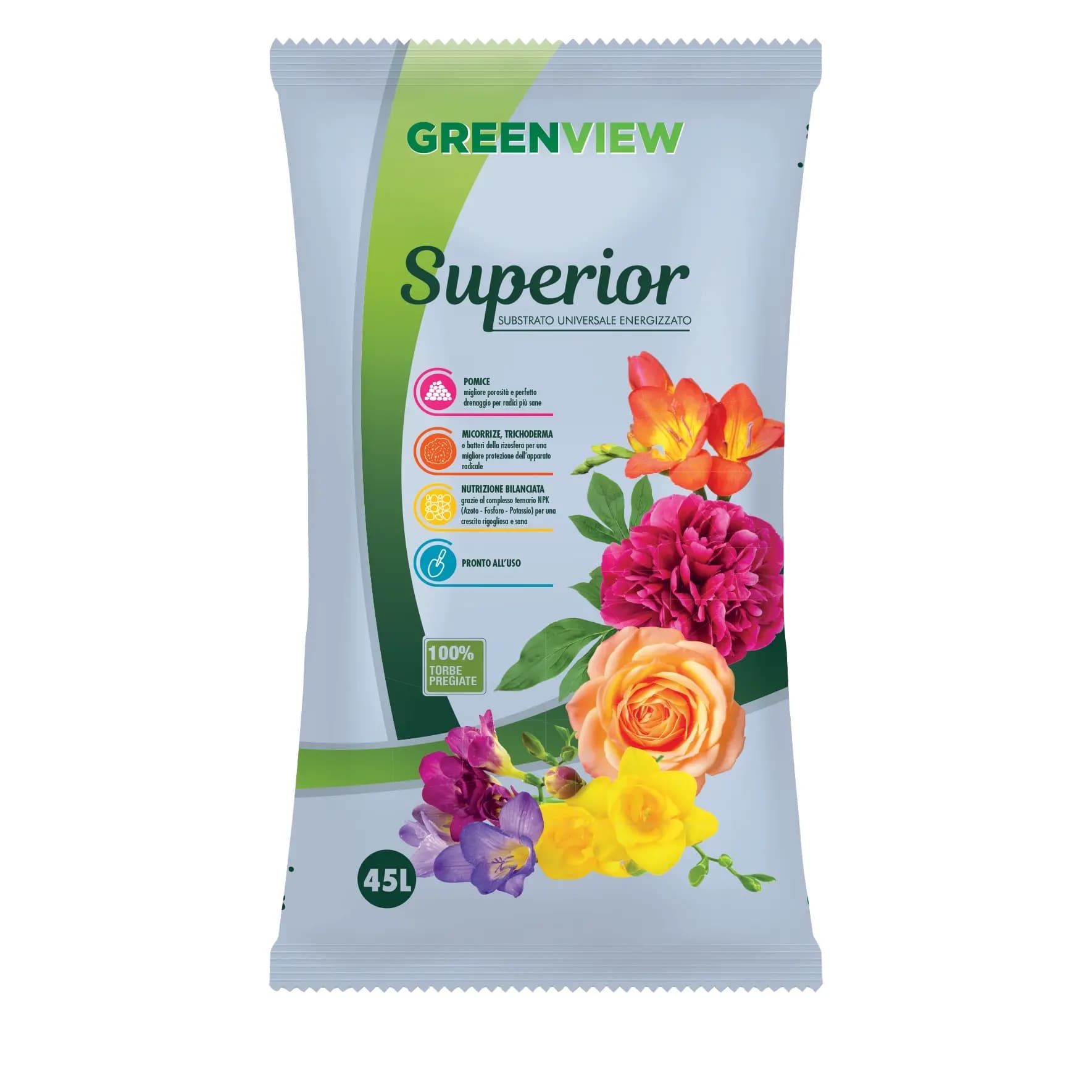 Greenview terriccio universale superior 45-70lt con POMICE MICORRIZE TRICHODERMA - 2