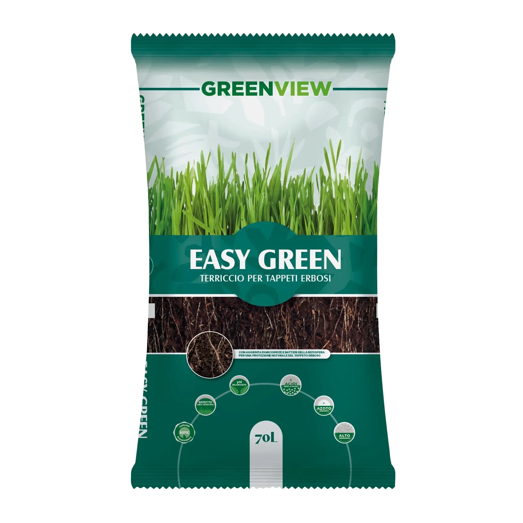 Greenview terriccio specifico per tappeti erbosi 70 lt con antimuschio e npk - 2