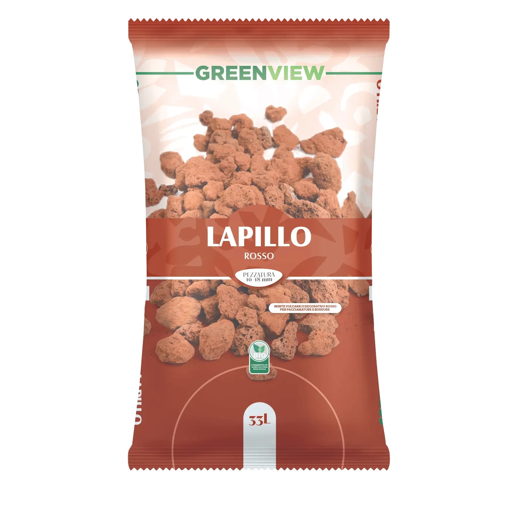 Lapillo Vulcanico Rosso 10/18 mm Lt33 Greenview pacciamatura giardino per piante - 2