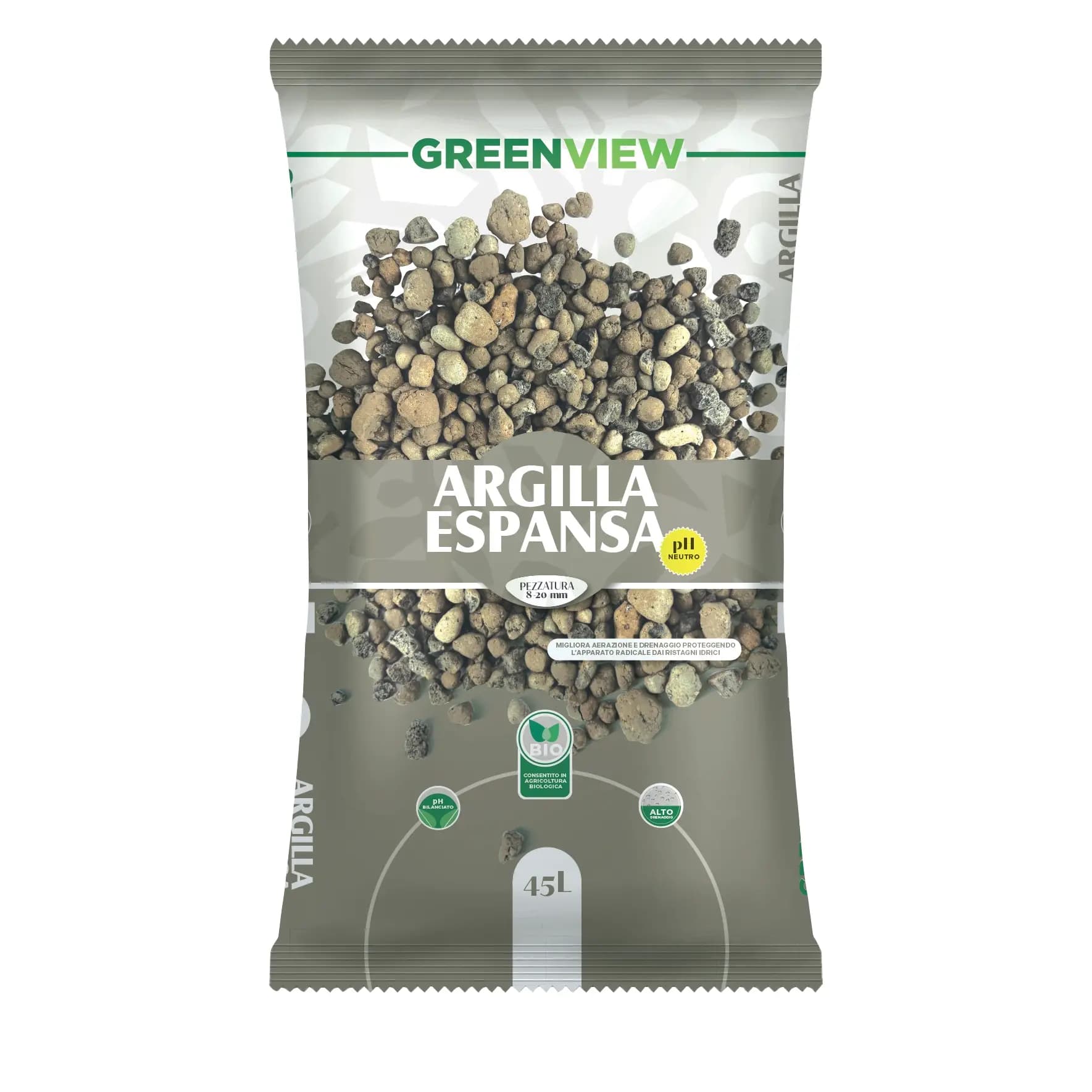Greenview ARGILLA ESPANSA 45 litri drenante decorativo 8/15mm con pH controllato - 2