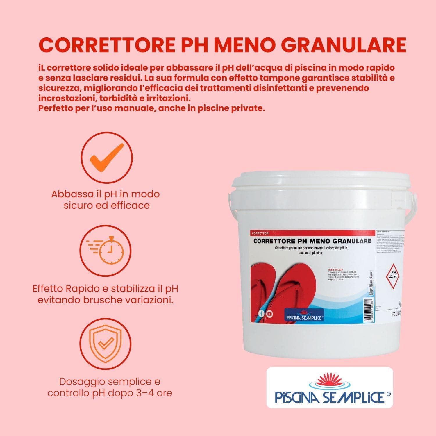 CORRETTORE PH - MENO GRANULARE PER PISCINE 8 Kg LAPI Piscina semplice - 3