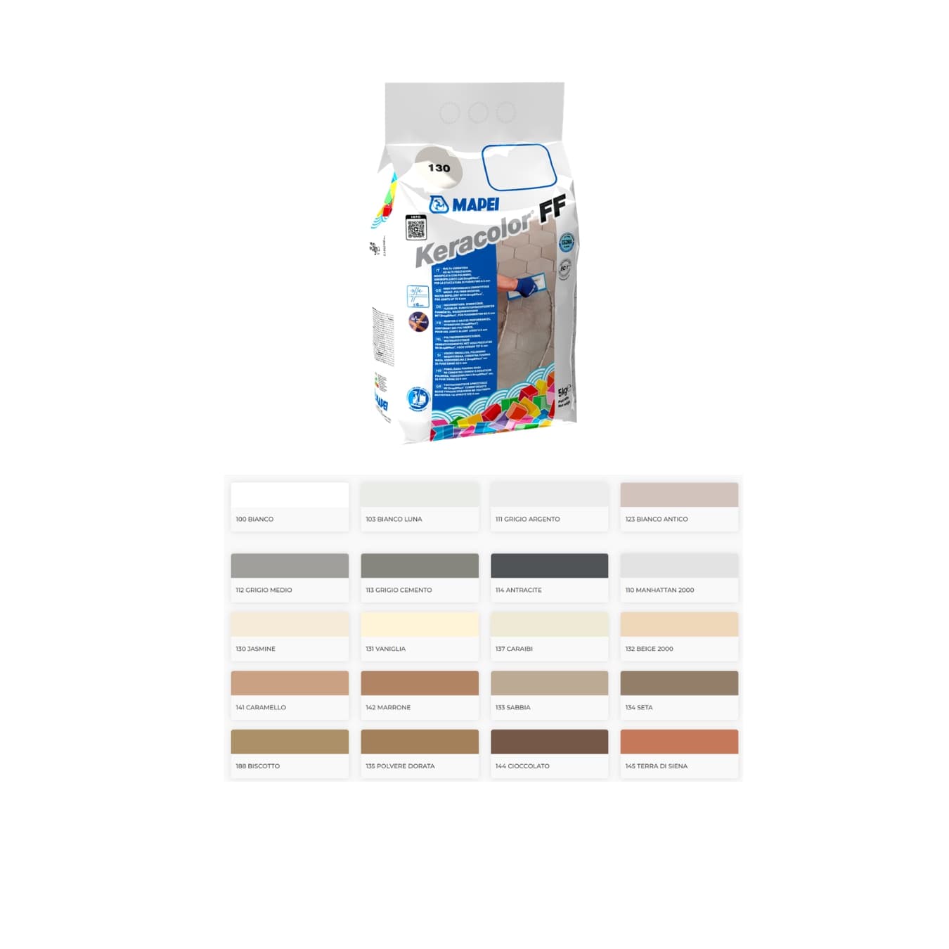 MAPEI Keracolor FF Fuga Stucco per Fughe per Pavimenti in Colori Vari da 5 Kg - 4