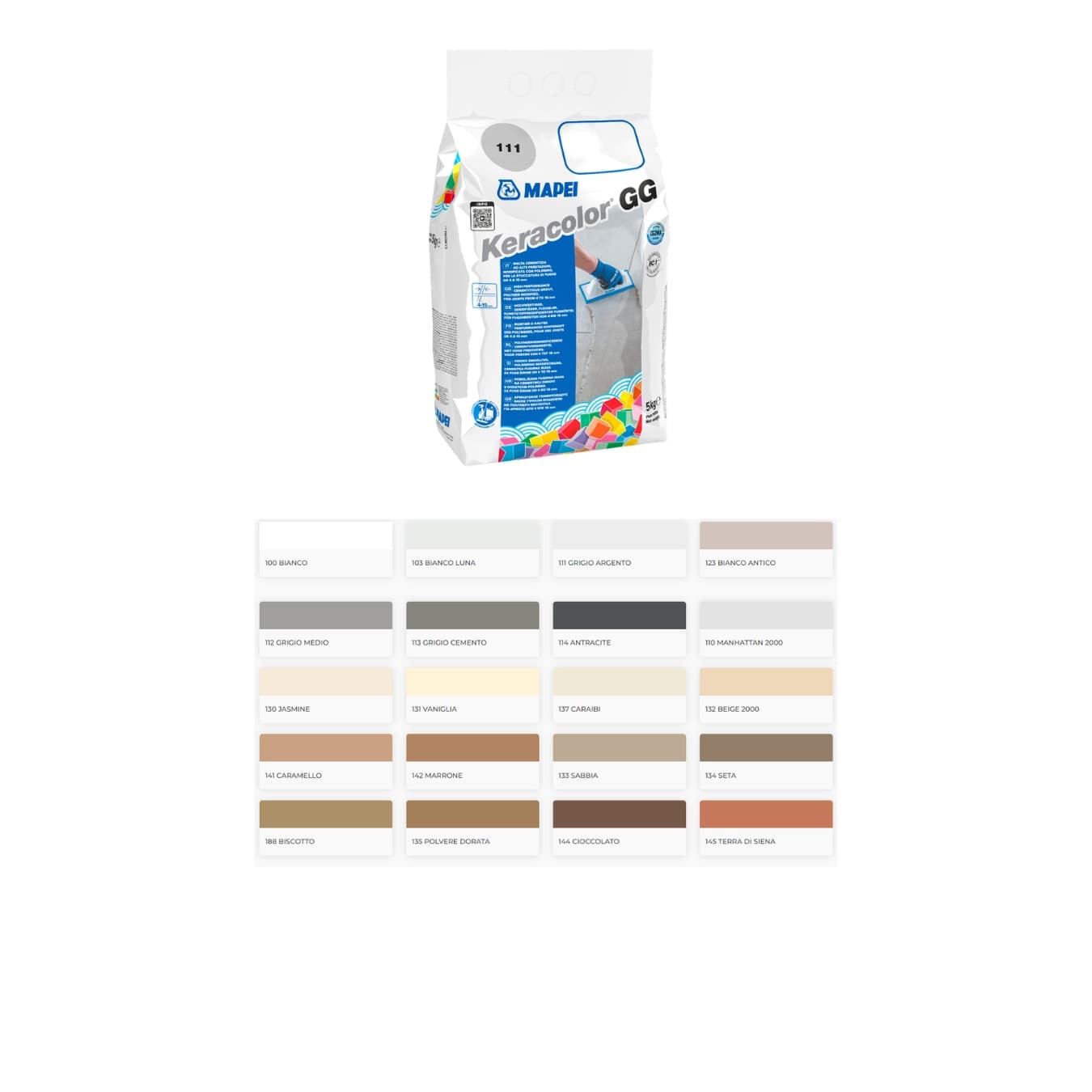 KERACOLOR GG Fuga MAPEI Stucco per Fughe per Pavimenti in Colori Vari sacco 5 Kg - 5