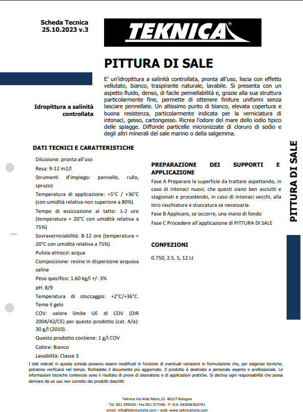 Teknica PITTURA DI SALE bianco naturale iodato traspirante antimuffa 5-12 LT - 2