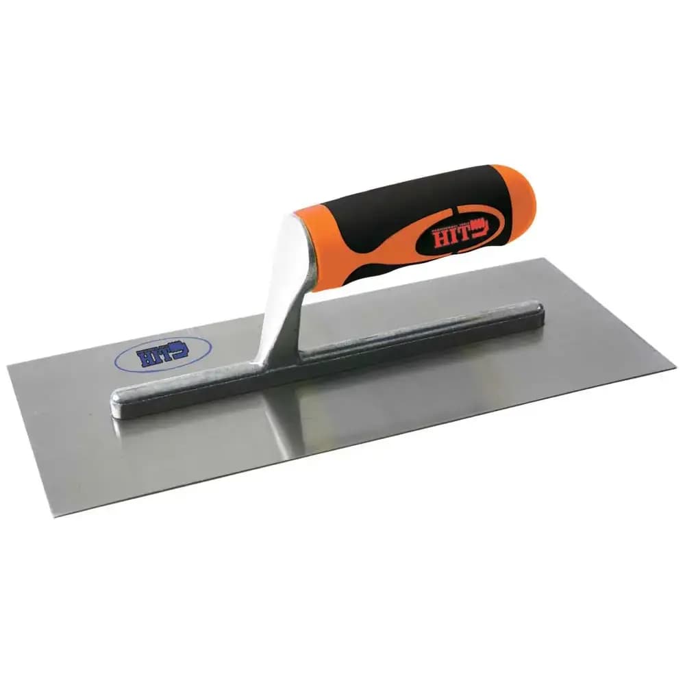 HIT Frattone frattazzo liscio per muratura edilizia acciaio cm12x28 manico gomma - 2