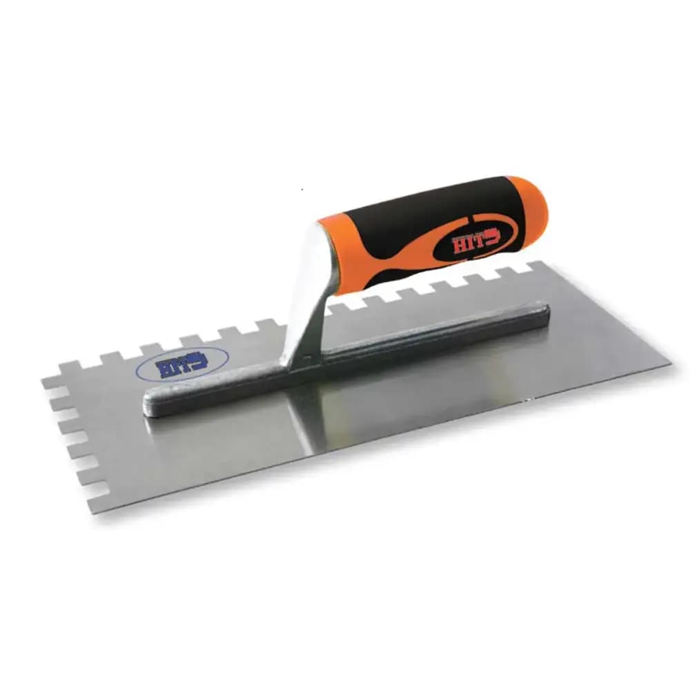 HIT Frattone frattazzo dentato per muratura edilizia acciaio cm12x28 manico gomma - 2