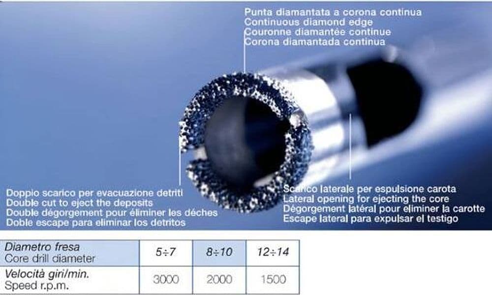 Fresa diamantata Krino 03118 KERAMASTER per gres porcellanato - ø 5-6-8 - 2