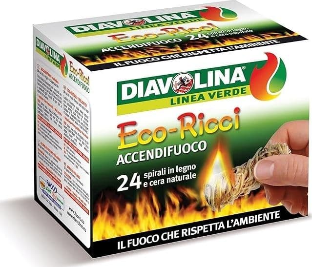 ACCENDIFUOCO ECOLOGICO DIAVOLINA ECO RICCI CF.24 SPIRALI X CAMINI FORNI BARBECUE - 2