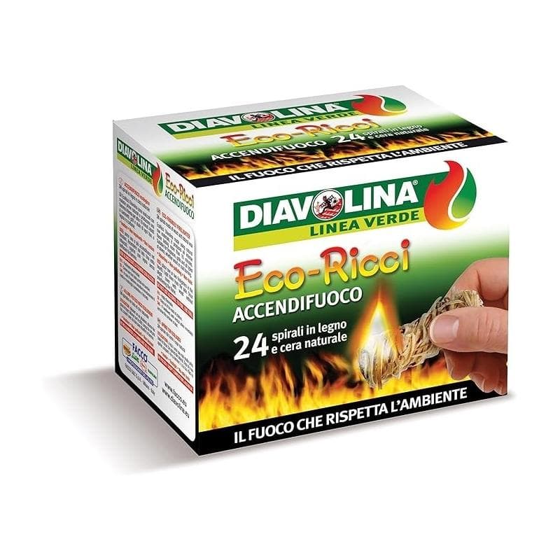 ACCENDIFUOCO ECOLOGICO DIAVOLINA ECO RICCI CF.24 SPIRALI X CAMINI FORNI BARBECUE - 3