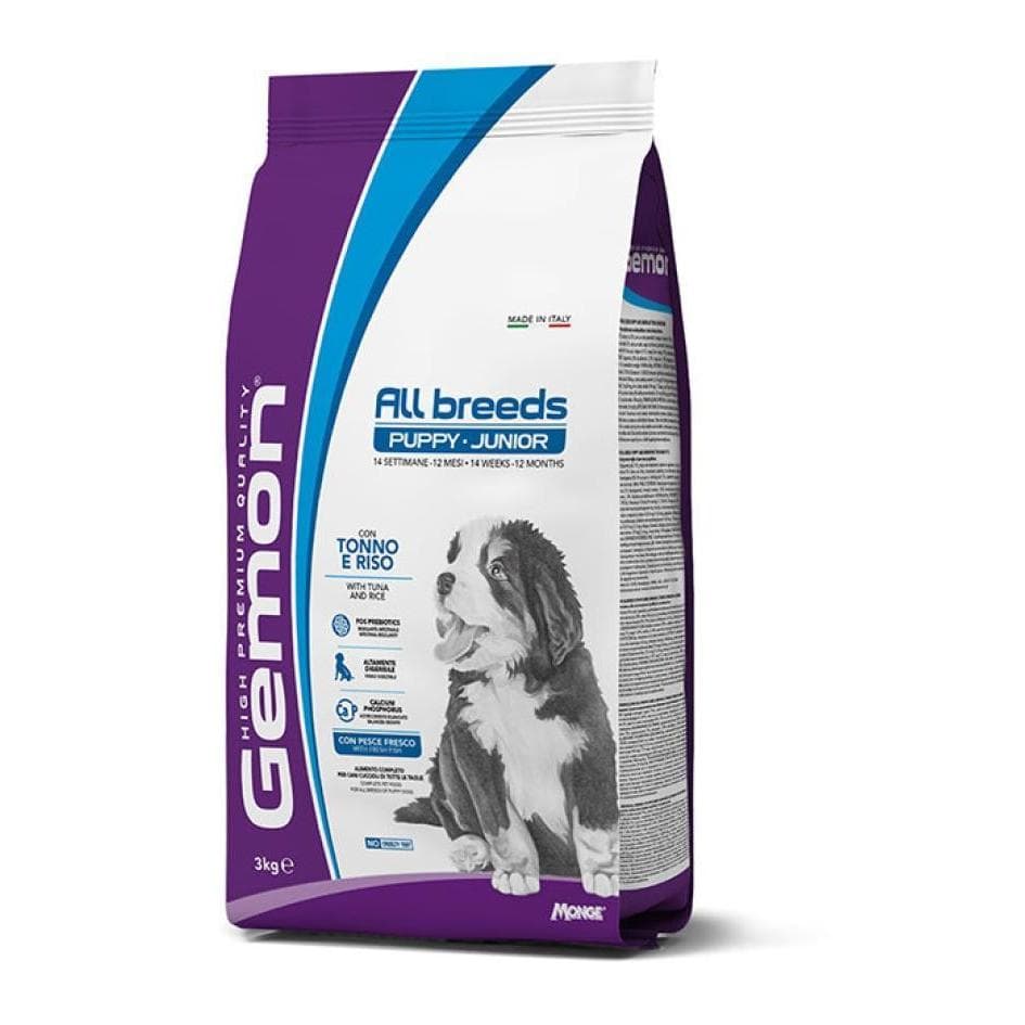 GEMON CANE CROCCHETTA ALL BREEDS PUPPY & JUNIOR TONNO E RISO 3 KG - 2