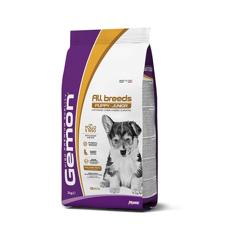 Monge Gemon Medium Puppy e Junior pollo e riso sacchi da 3 kg x cane - 3