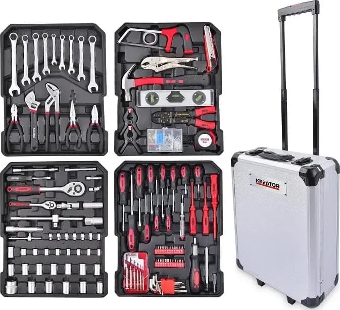 Trolley set attrezzi valigia cassetta porta utensili completa con 253 pezzi - 11
