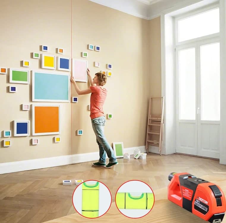 LIVELLA LASER MULTIFUNZIONE AVRO FLESSOMETRO METRO 2,4M MISURAZIONE PARETI - 12