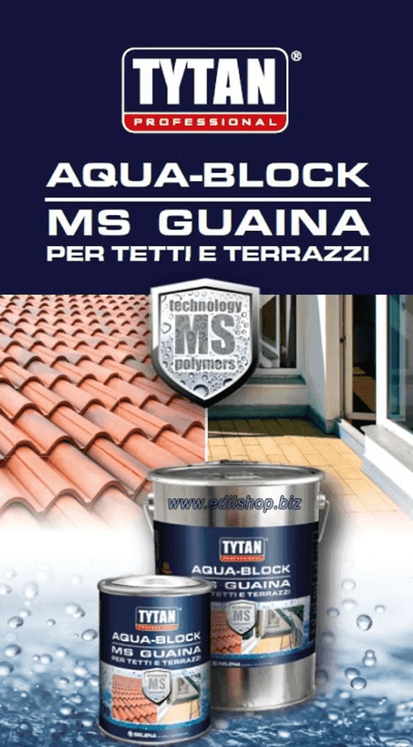 Guaina Liquida ai Polimeri Piscine AQUA-BLOCK MS GUAINA TYTAN Kg1 Bianco  Grigio - 2