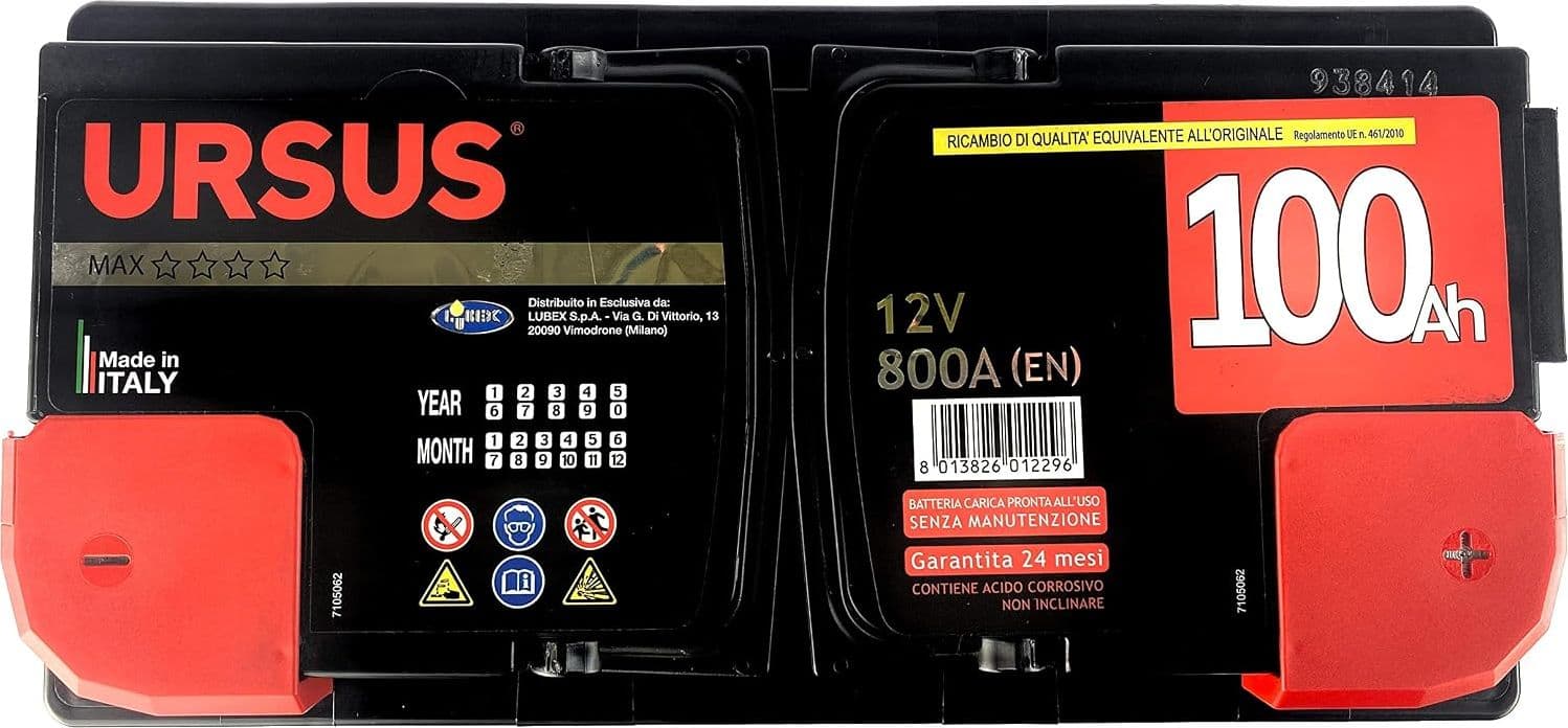Batteria Auto 12V 100Ah URSUS MAX 100 Ah LUBEX Pronta all'uso - 2