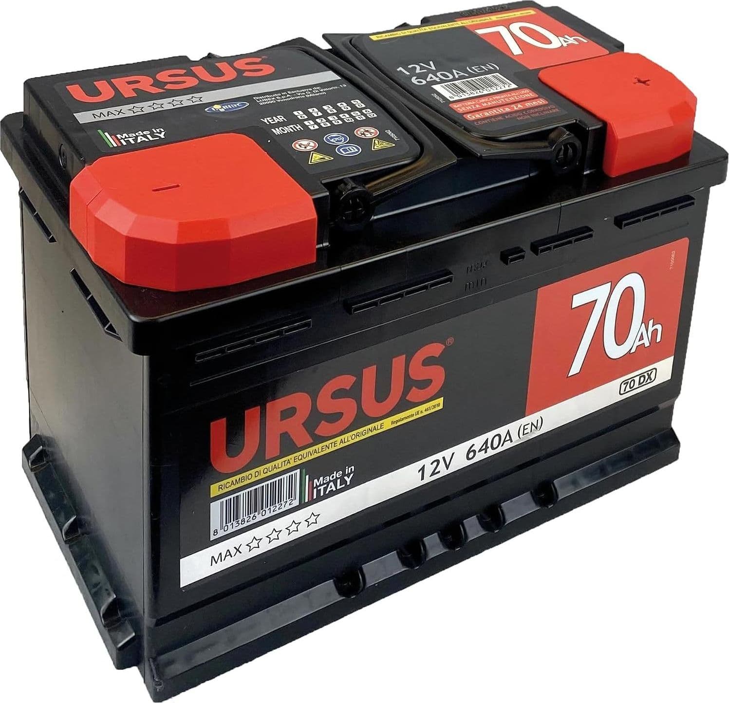 Batteria Auto 12V 70Ah URSUS MAX 70 Ah Polo DX LUBEX pronta all'uso - 2