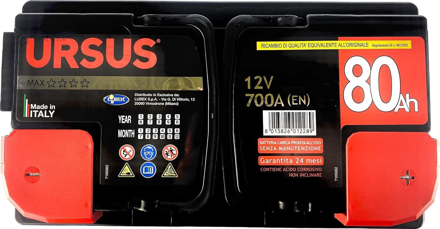 Batteria Auto 12V 80Ah URSUS MAX 80 Ah Polo DX LUBEX pronta all'uso - 2