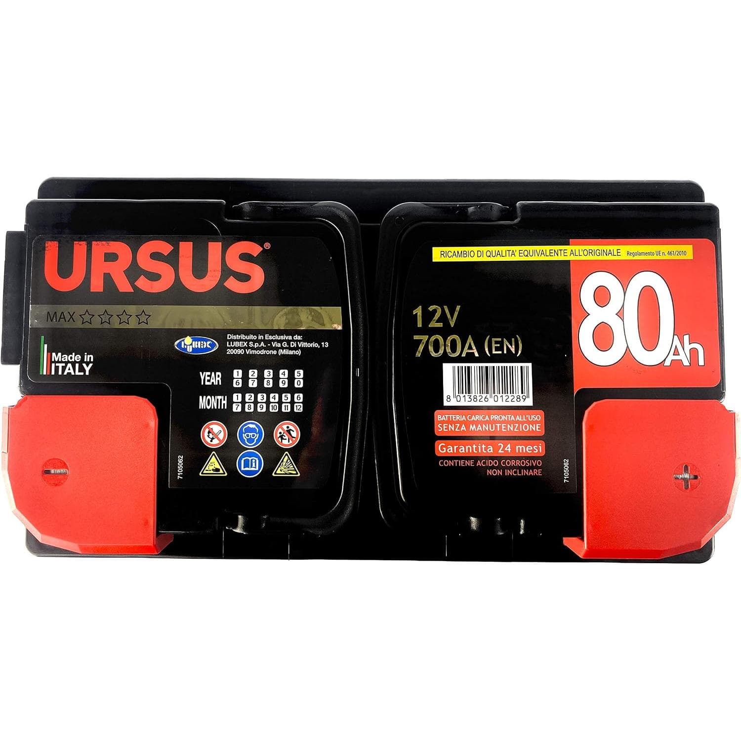 Batteria Auto 12V 80Ah URSUS MAX 80 Ah Polo DX LUBEX pronta all'uso - 3