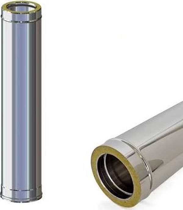 CANNA FUMARIA TUBO DOPPIA PARETE COIBENTATO ACCIAIO INOX PER ESTERNO DM 80-130 - 10
